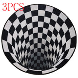 3D Black&White Geometric Round Carpet Vortex Illusion Rug