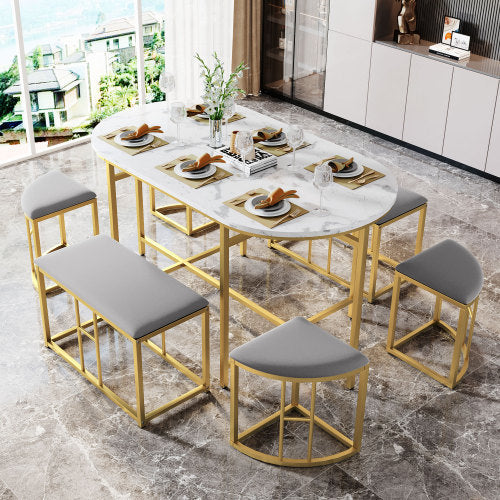 Kitchen Dining Table Set Made Of Steel Frame