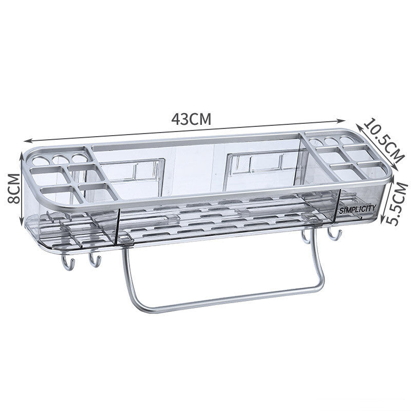 Storage Rack Bathroom Shelf With Towel Bar Hooks Organizer For Bath