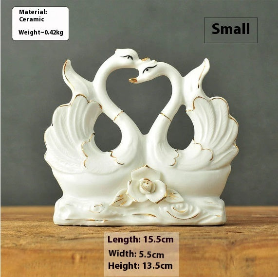 Swan Ornaments Ceramic Home Accessories Ornaments
