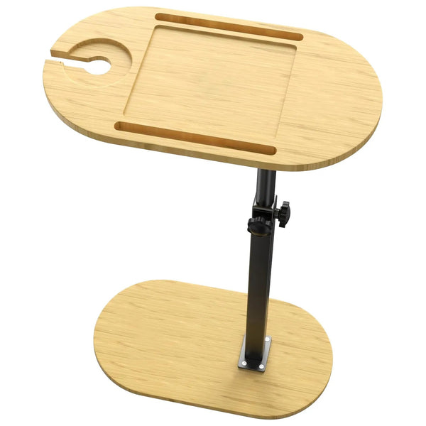 Liftable Freestanding Bamboo Bath Tray Caddy For Tub Against Wall