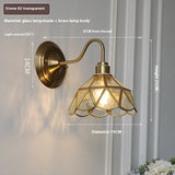 Retro Brass Glass Wall Lamp Creative Bedroom Lamps