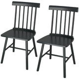 Dining Chairs Set Of 2, Farmhouse Wood Kitchen Chairs With Rubber Wood Frame, Spindle Back For Dining Room, Black