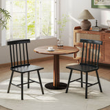 Dining Chairs Set Of 2, Farmhouse Wood Kitchen Chairs With Rubber Wood Frame, Spindle Back For Dining Room, Black