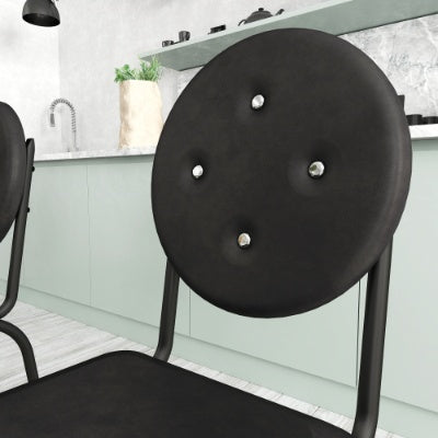 Faux Leather Dining Chairs With Waterproof Surface And Metal Legs