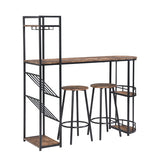 Industrial Bar Table Set With 2 Chairs