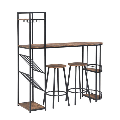Industrial Bar Table Set With 2 Chairs