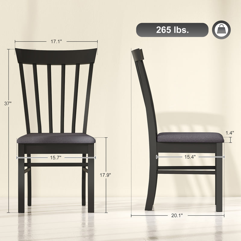 Black And Gray Wooden Dining Chairs Set Of 4