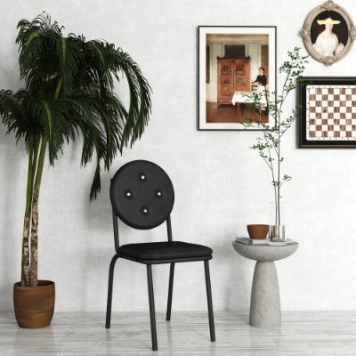 Faux Leather Dining Chairs With Waterproof Surface And Metal Legs