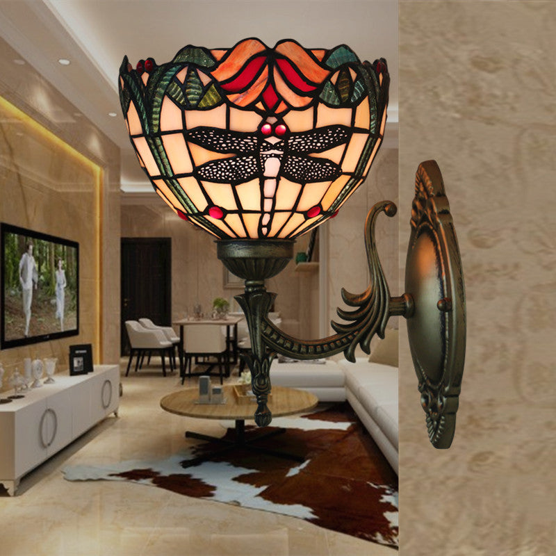European Retro Creative Dragonfly Wall Lamps For Living Room And Bedroom