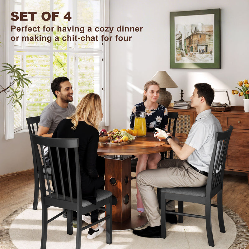 Black And Gray Wooden Dining Chairs Set Of 4