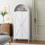 Kitchen Pantry Cabinet, 67in Tall Arched Storage Cabinet With Doors And Shelves