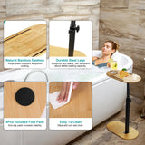Liftable Freestanding Bamboo Bath Tray Caddy For Tub Against Wall