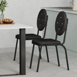 Faux Leather Dining Chairs With Waterproof Surface And Metal Legs