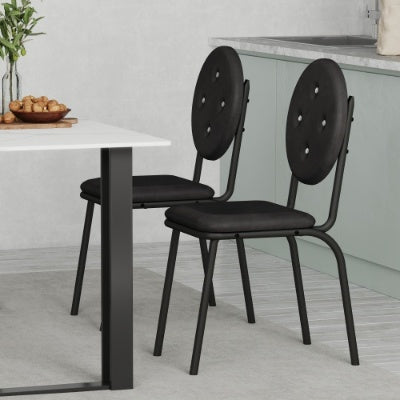 Faux Leather Dining Chairs With Waterproof Surface And Metal Legs