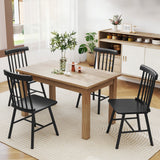 Dining Chairs Set Of 2, Farmhouse Wood Kitchen Chairs With Rubber Wood Frame, Spindle Back For Dining Room, Black