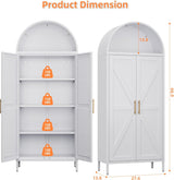 Kitchen Pantry Cabinet, 67in Tall Arched Storage Cabinet With Doors And Shelves